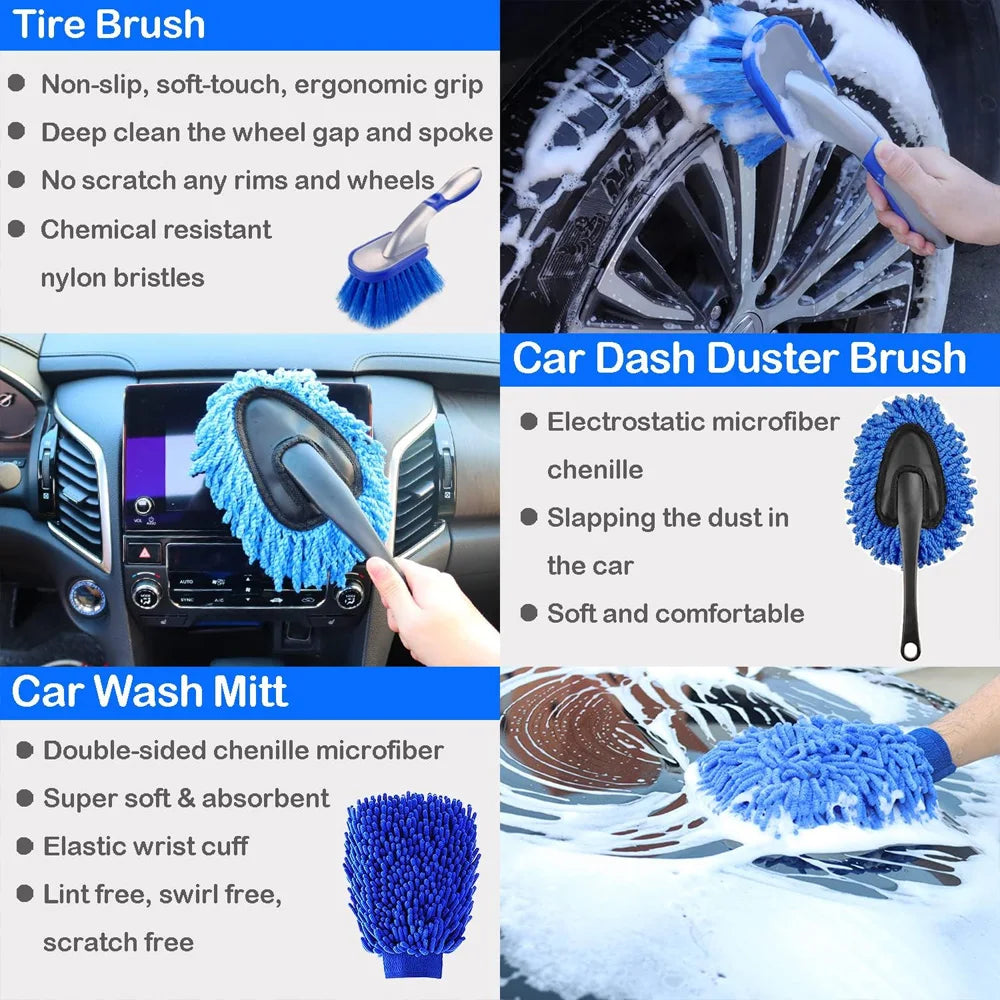 Detailing Brush Set Drill Brushes For Car Tire Rim Cleaning Detail Brush Set For Auto Interior Exterior Cleaning Car Dry Wash